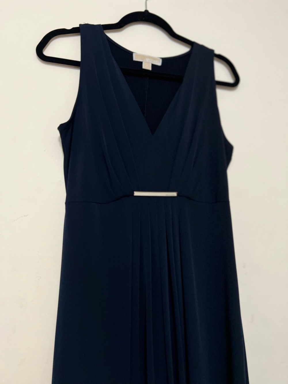 Sleeveless V-Neck Navy Evening Maxi Dress